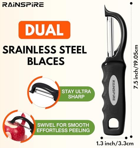 Swivel Vegetable Peeler Comfort Handle Sturdy Long-Lasting 2Pcs Black - Image 2