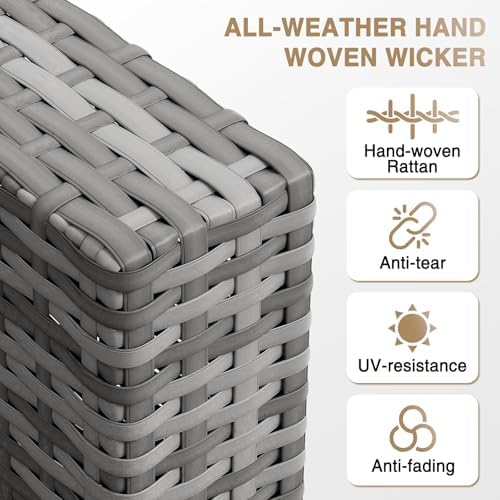 Aoxun Patio Furniture Sets, 8-Piece Outdoor Patio Furniture with 44'' Propane Gas Firepit Table, Wicker Outdoor Conversation Set Sectional Sofa for Backyard, Poolside, Garden - Image 5