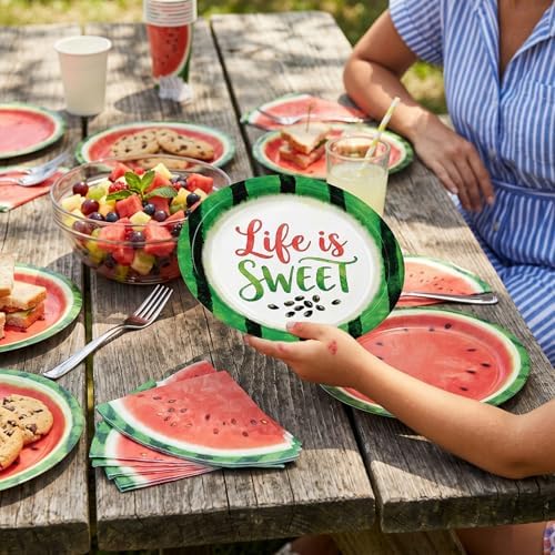 40pcs Watermelon Slice Disposable Party Plates and Napkins Set, Summer Fruit Themed Paper Tableware for Pool Party, BBQ, Picnic, Kids Birthday, Luau Party Supplies,Suitable for 20 Guests - Image 6