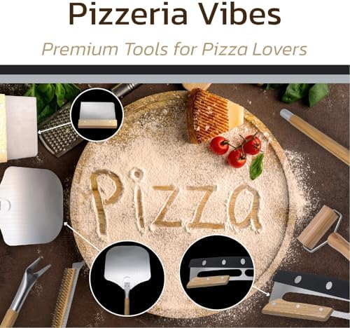 Outdoor Pizza Oven Accessories Kit, 6 Peices Pizza Set for Adults Includes Round Pizza Peeler, Oven Brush, Bubble Popper Turner, Rocker Cutter, Dough Roller & Scraper - Image 5