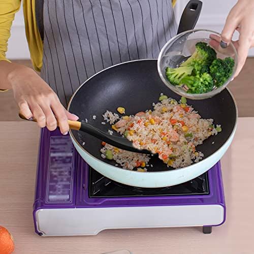 Vovoly Cooking Spoon, Nonstick Silicone Spatula Spoon, Black,11" - Image 2