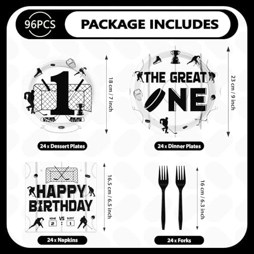 96Pcs Ice Hockey 1st Birthday Party Decorations, Serve 24 - Image 5