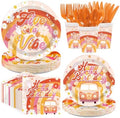 168Pcs Five Is a Vibe Birthday Party Decorations Groovy 5th Birthday Plates and Napkins Hippie Daisy Tableware Set for Girls Boho 5 Years Old Party Supplies Serves 24 by Greencian