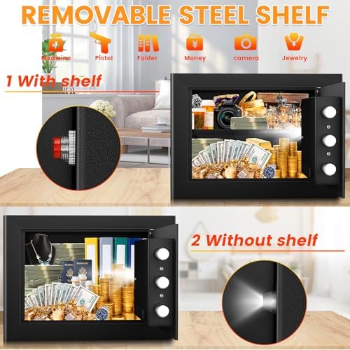 9.84"H Small Safe Box for Money | 1.2 cuft Security Safe with Fireproof Bag - Image 5