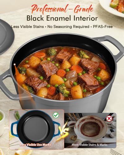 Nuwave 6 Qt PFAS-Free Enamel Cast Iron Dutch Oven Pot with Lid, BlackSesame - Image 3