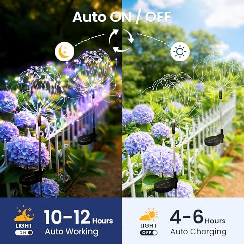 8Pack Solar Lights Outdoor, Multicolor Firework Lights - Image 5