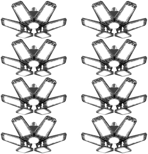 Garage Lights 8 Pack 160W, 16000LM LED Garage Lights with 6+1 Deformable Panels 6500K Screw in LED Shop Lighting for Workshop, Basement Support E26/E27 by TOPAUBUB