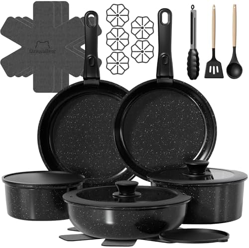 23 Pcs Pots and Pans Set Non Stick, Detachable Handle Cookware by OzawaBear