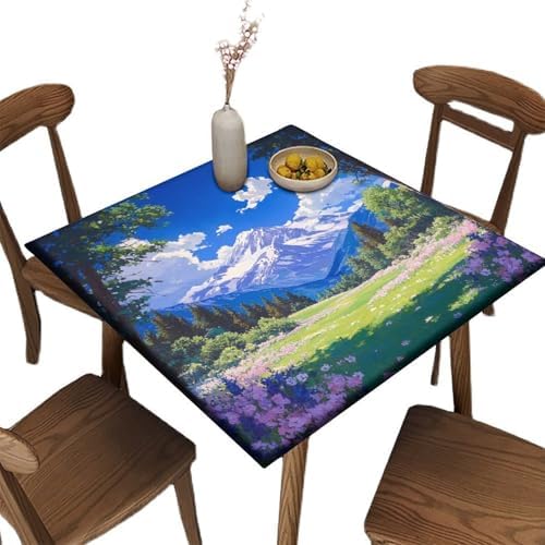 Restaurant Tablecloth, Mountain Majesty Pattern Printed on Washable Patio Table Covers for Outdoor Furniture, Perfect for Breakfasts Tea Gatherings, Fit for 28" x 28" Square Tables by JRBSZMI2