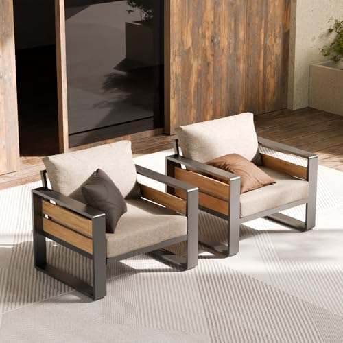 ZANDOR Aluminum Outdoor Patio Furniture-Armchair with Table,Dark Gray - Image 6