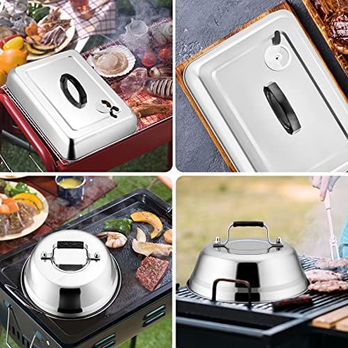 Leonyo Stainless Steel Griddle Basting Cover Dome with Vent, 3 Pack - Image 7