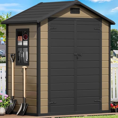 DWVO 6x4ft Outdoor Storage Shed Plastic with Floor and Lockable Door by DWVO