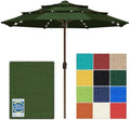 EliteShade USA 10-Year-Non-Fading 10ft 3-Tier Market Patio Umbrella, Commercial Table Umbrella with 80 Solar LED Lights, Crank Open, Windproof & UPF 50+ UV Protection for Garden, Deck, Pool, Backyard, No Tilt, Fern by EliteShade