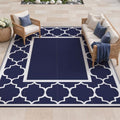 GENIMO Outdoor Rug, Waterproof Plastic Rugs for Patio, 9'x12' Blue White by GENIMO