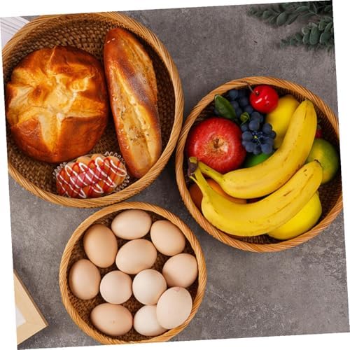 Baluue Large round Rattan Woven Picnic Basket, Handcrafted Thickened Outdoor Fruit Storage Organizer, Sturdy Desktop and Kitchen Serving Holder for Outdoor Dining - Image 7