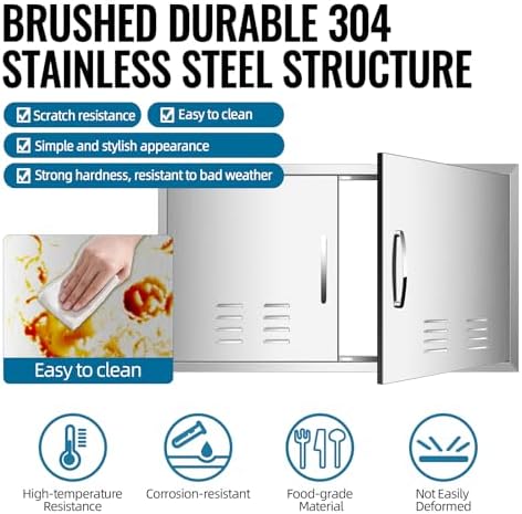 Outdoor Kitchen Doors with Vents - 36W x 21H Inch - 304 Stainless Steel BBQ Access Door with Detachable Handles for Outdoor Grill Cabinet,BBQ Island - Image 5