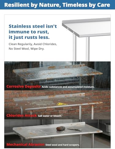 Atelicf NSF Stainless Steel Prep Table 24X72 inch, Rounded Flat Top - Image 6