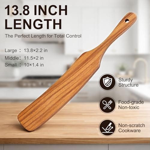 3 Pack Skinny Wooden Spurtle Set for Sourdough Starter Kit Accessories - Image 6