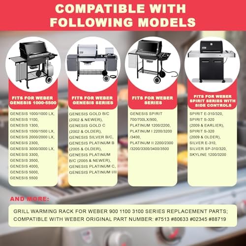 7513 Warming Rack for Weber Genesis 1000-5500, Silver & Gold B/C Grill - Image 2