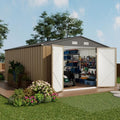 Devoko 10x14 FT Outdoor Storage Shed, Brown by DEVOKO