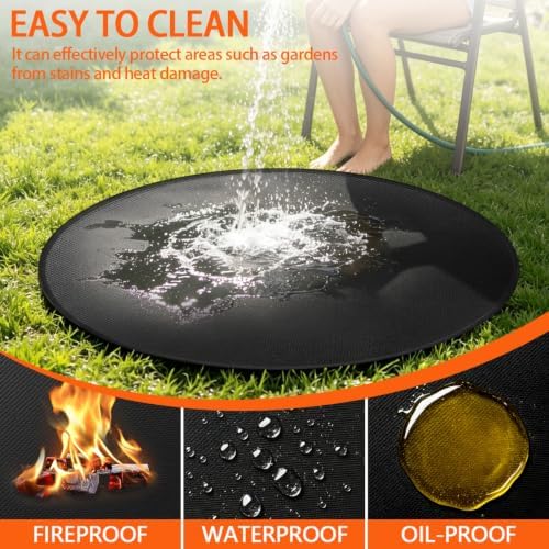48" Fire Pit Mat Double-Sided Fireproof Under Grill Mat Round Deck Patio BBQ Protector Pad Indoor Fireplace Mat Portable for Outdoor Camping - Image 5