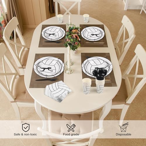 Kochorie 144 Pieces Volleyball Party Supplies, Sports Tableware Sets Including Disposable Paper Plates Napkins Cups Forks Serves 24 for Birthday Sports Volleyball Party Decorations - Image 5
