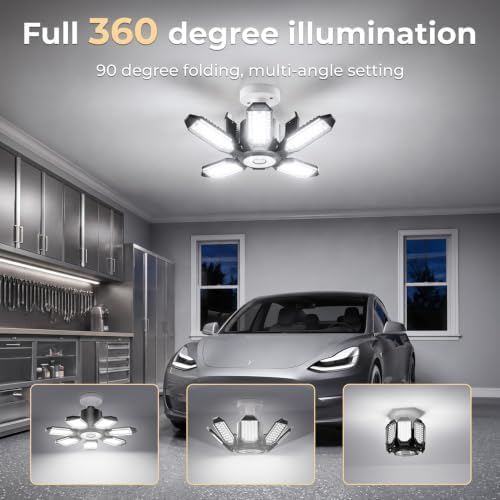 TANBABY 2 Pack Garage Lights, 7+1 Deformable Ceiling Light, 30000LM 6500K - Image 3