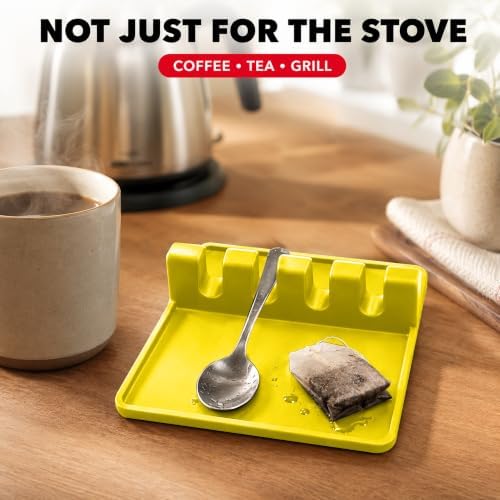 2 Pack Yellow Silicone Spoon Rest for Stove Top Kitchen Spoon Holder Set - Image 6