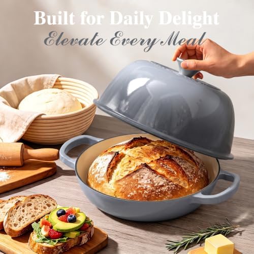 Umite Chef 6QT Enameled Cast Iron Dutch Oven for Bread Baking - Image 4