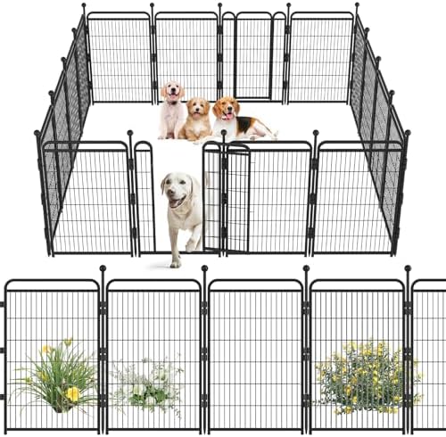 Gardner Pet Dog Playpens, 40" H 16 Panels Dog Pen Outdoor/Indoor Dog Fence Exercise Pen for Small/Medium/Large Dogs, Foldable Pet Play Yard Gate with Gravity Automatic Lock, Pet Playpen, Black by GardnerPet