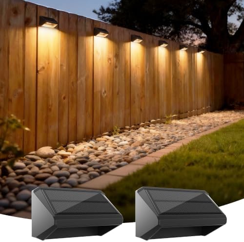 Solar Fence Lights Outdoor, 2 Pack Fence Lights Solar Powered RGB by Unknown