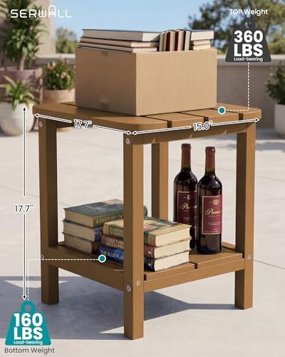 SERWALL Double Adirondack Side Table Rectangular End Table Set of 2, Brown - Image 3