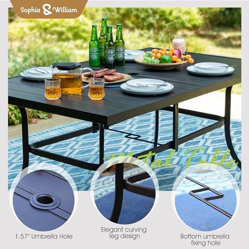 Sophia & William Patio Dining Set for 6 w/Swivel Textilene Chairs, Brown - Image 5