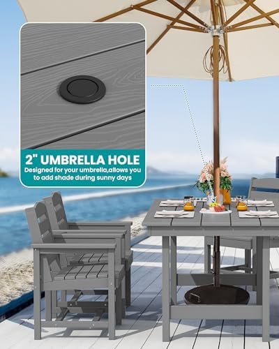 SERWALL 5 Pcs HDPE Patio Dining Set, Outdoor Dining Set for 4, Gray - Image 2