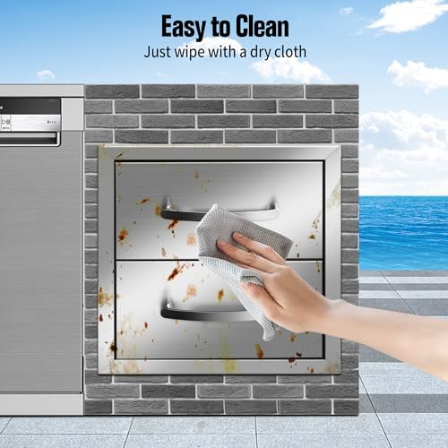 Outdoor Kitchen Double Drawers 14W x 14.3H x 23D Inch, Flush Mount Access BBQ Island Drawers for Outdoor Kitchens or Patio Grill Station - Image 7