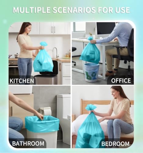 Medium 6 Gallon Trash Bags Unscented, 0.94 Mil, Blue, 150 Count - Image 5