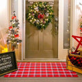 Christmas Red Green White Plaid Rug, 24"x 51" Cotton Hand-Woven Buffalo Check Layered Door Mat for Front Porch, Entryway, Outdoor Holiday Decor, Washable Farmhouse Rug for Home, Patio, Kitchen by Homydecor