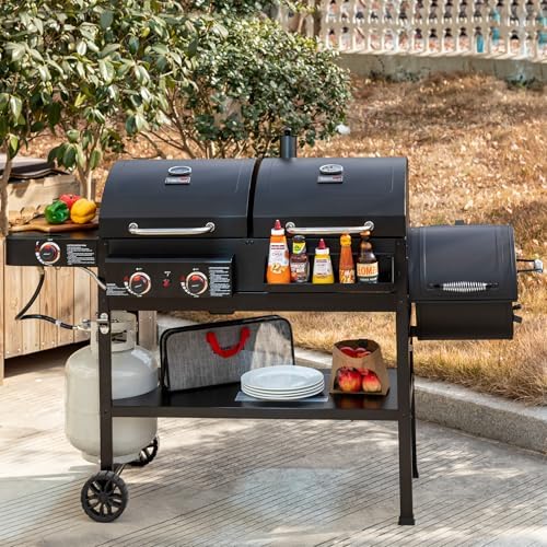 ZH3005Y 2-Burner Gas and Charcoal Grill Combo Black - Image 3
