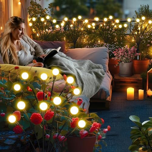 Solar Garden Lights Outdoor Waterproof, Swaying Firefly Light, Garden Decor - Image 2