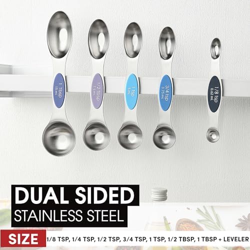 Spring Chef Stainless Steel 8 Magnetic Measuring Spoons Set, Winter Frost - Image 3