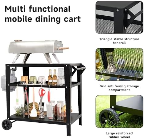 LEETOLLA Outdoor Grill Cart with Wheels, BBQ Prep Table - Image 5