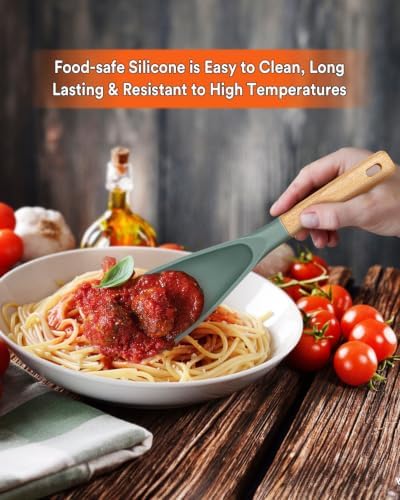Badiano Silicone Cooking Spoon for Nonstick Cookwares, Multi-function,11.4" - Image 3