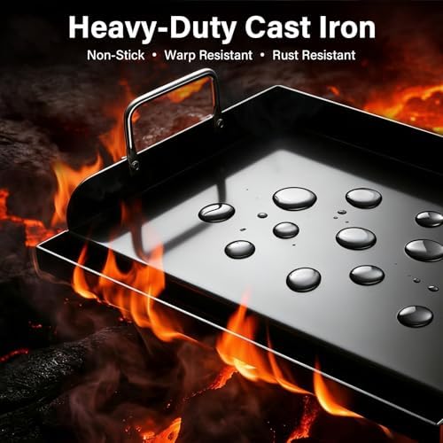 Nonstick Cast Iron Griddle for Gas Grill Griddle 25" x 16" Flat Top Griddle - Image 3