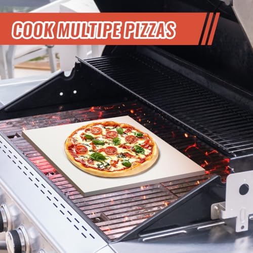 18'' Square Pizza Stone Baking Stone Cordierite Bread Stone for Oven Grill, Thermal Shock Resistant Ideal for Baking Different Sizes of Pizzas or Bread - Image 5