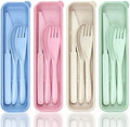 DISSKNIC 4 Sets Portable Utensils Set with Case, Travel Utensils Fork and Spoon Set for Lunch Box Accessories, Reusable Lunch Utensils Set for Work, Travel Accessories Camping Utensil Set and Home Use by DISSKNIC