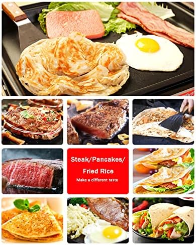 Gas Griddle LPG Commercial Stainless Steel Heavy Duty Restaurant Outdoor Griddle Gas Baking Plate Burger Grill Smooth Double Burners, 2800PA, for BBQ Cooking Steak, Eggs, Pancakes,720 - Image 4