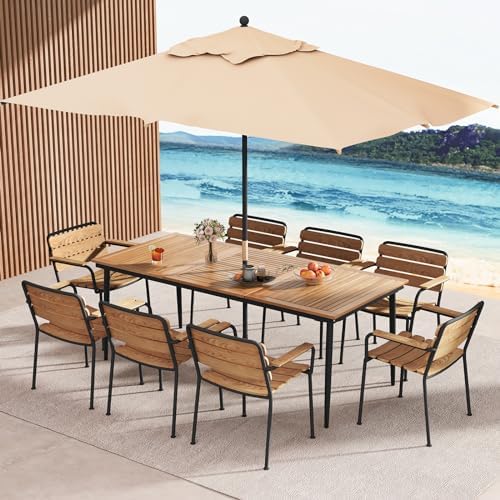 Tangkula 79" Acacia Wood Outdoor Dining Table, Rectangular Patio Table - Image 4