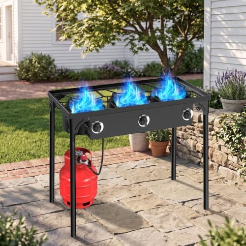 3 Burner Propane Camp Stove | 225,000 BTU | High Pressure Gas Burners - Image 7