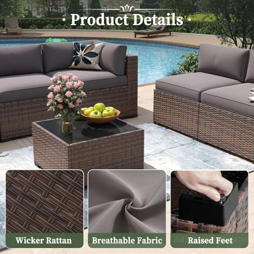 Aoxun 14 Piece Patio Furniture Set Wicker Rattan Patio Conversation Set - Image 3