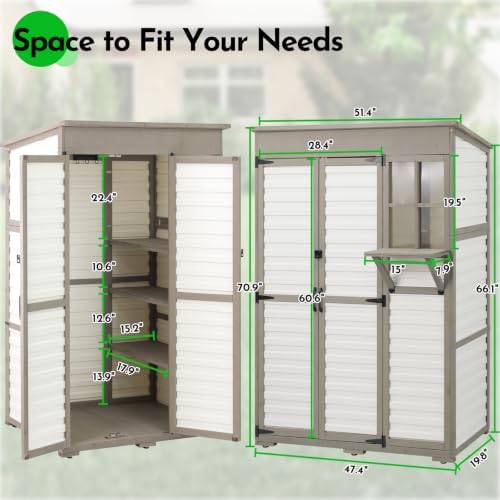 Large Outdoor Storage Cabinet with Dual-Zone Shelves, Garden Shed - Image 6